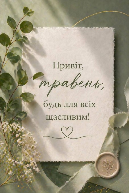 Листівка Привіт, травень — побажання щастя та весни