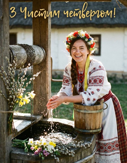 Вітальна листівка З Чистим четвергом: українські традиції