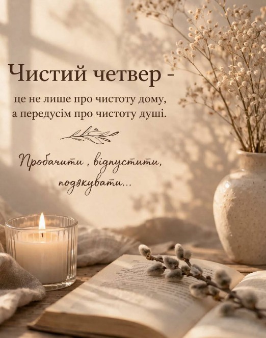 Листівка з Чистим четвергом: духовне очищення та затишок