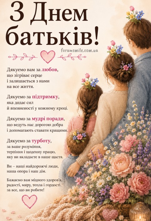 Листівка З Днем батьків: зворушливе привітання батькам