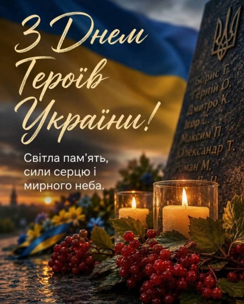 Листівка до Дня Героїв України зі свічками