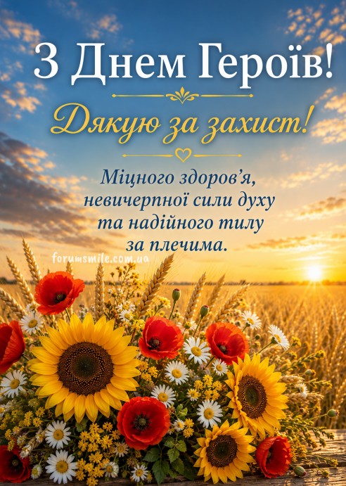 Листівка З Днем Героїв: привітання захисникам України