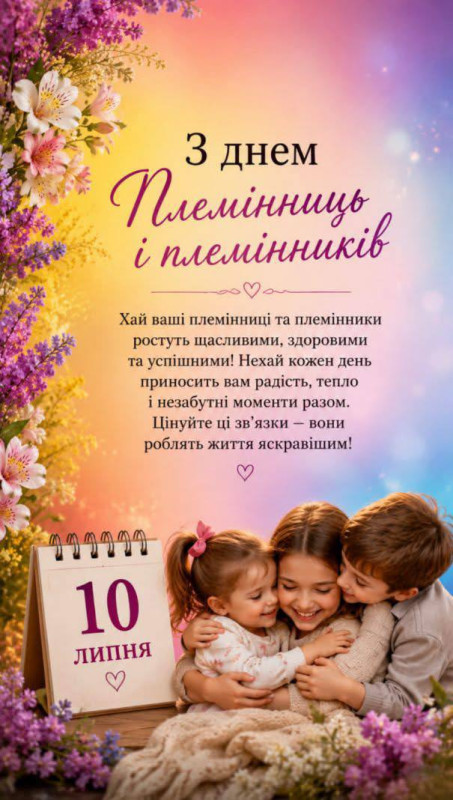 Листівка на День племінниць і племінників 10 липня