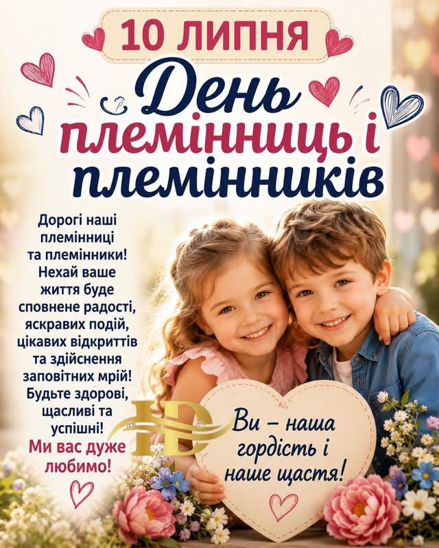 Листівка на День племінниць і племінників 10 липня
