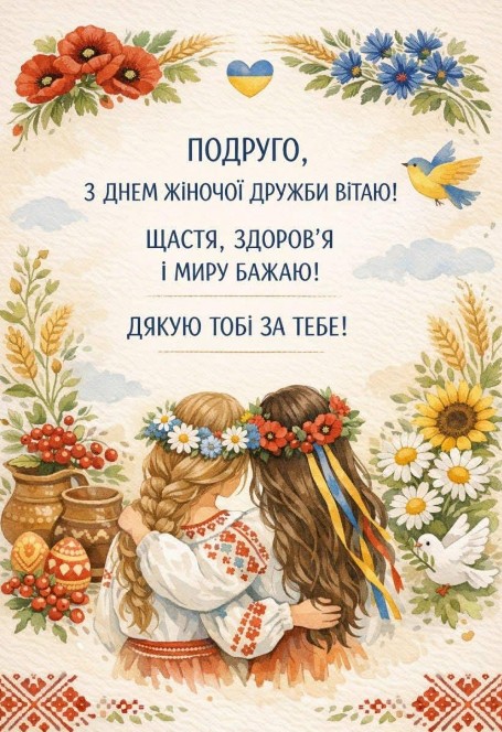 13 лютого - День подруг! Найкращі побажання, тобі моя ріднесенька подруго!