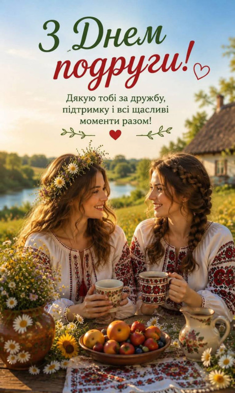 Листівка З Днем подруги — теплі привітання 