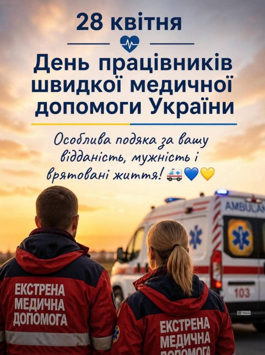 Листівка на 28 квітня, день працівників швидкої медичної допомоги