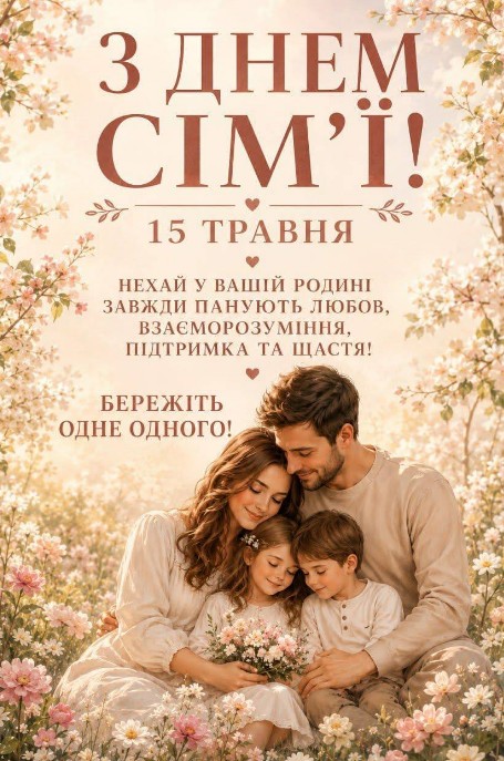 Листівка до Дня сім'ї 15 травня – тепле привітання родині