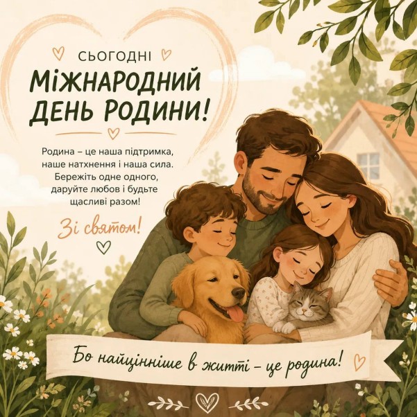 Листівка до Міжнародного дня родини — Щаслива сім'я