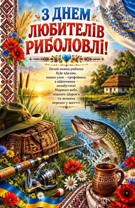 Вітальна листівка з Днем рибалки 