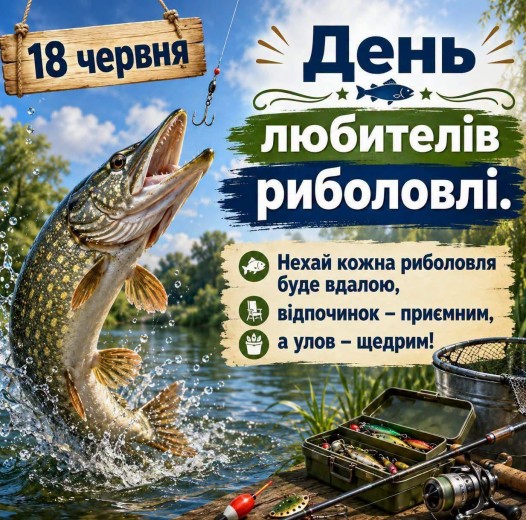 З днем любителів риболовлі, 18 червня 