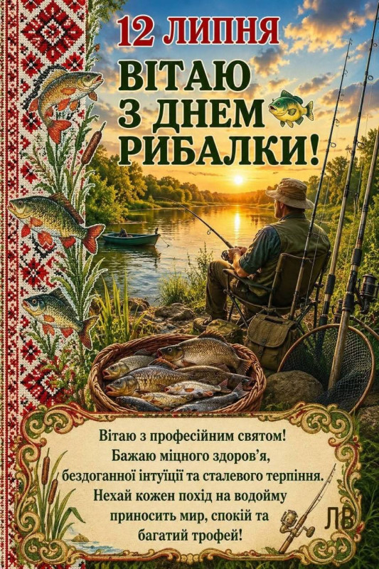 Листівка з Днем рибалки: привітання 12 липня