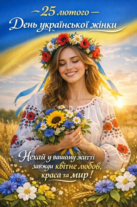 З Днем української жінки!  Бажаю мира, здоров