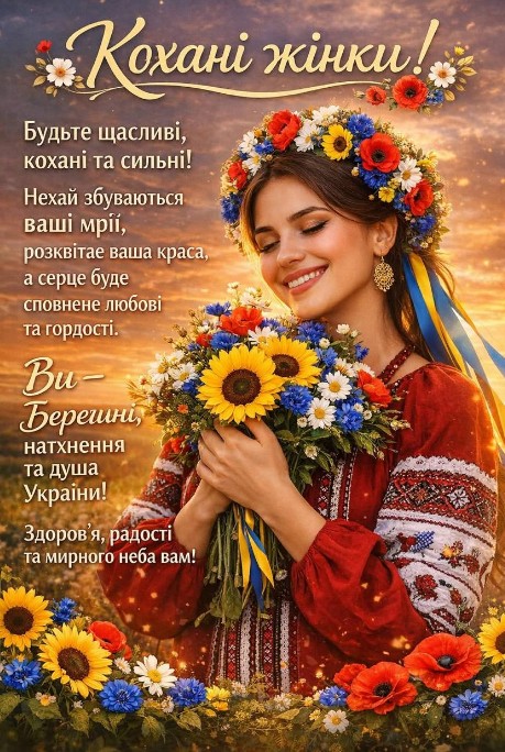 Вітаю з Днем української жінки - щастя вам і миру!