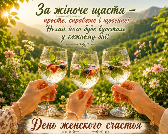 Картинка до Дня жіночого щастя з красивим побажанням