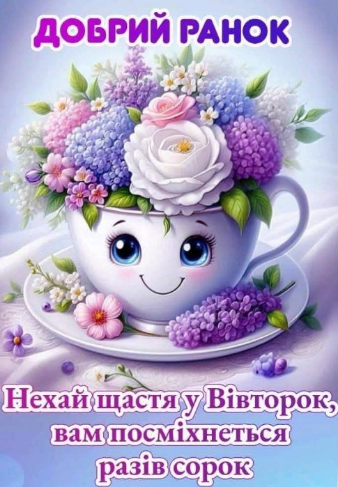 Добрий ранок та побажанням на вівторок