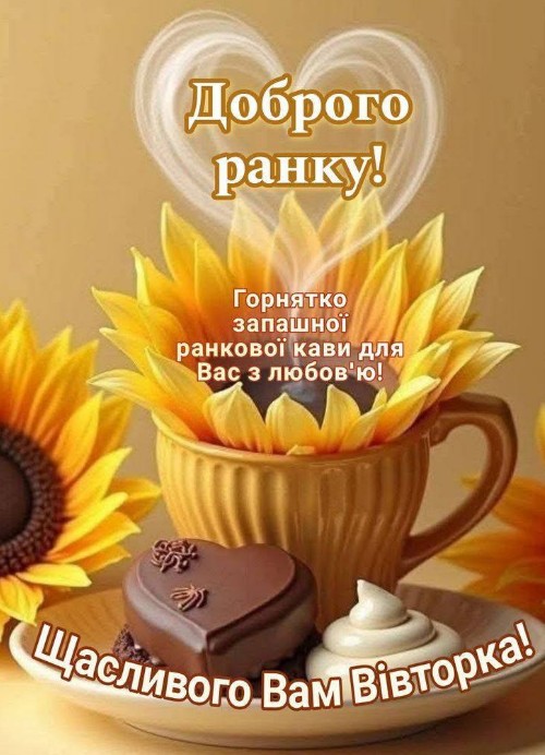 Листівка Доброго ранку у вівторок