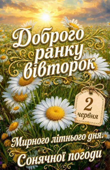 Листівка Доброго ранку у вівторок 2 червня 