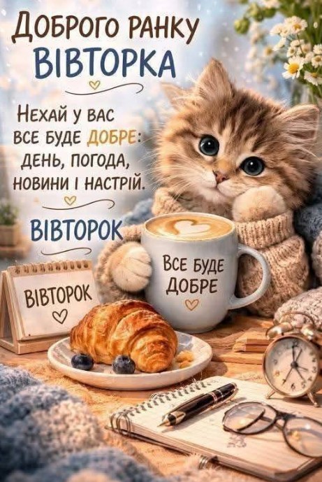 Листівка Доброго ранку у вівторок 