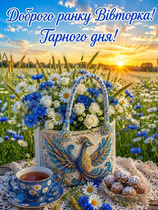 Картинка з побажанням доброго ранку вівторка