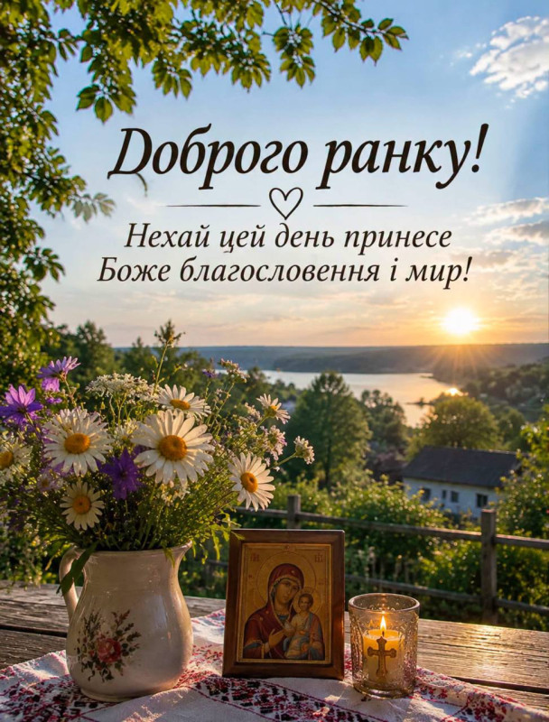Листівка Доброго ранку та Божим благословенням