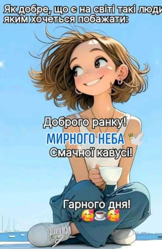 Листівка Доброго ранку: мирного неба та смачної кави