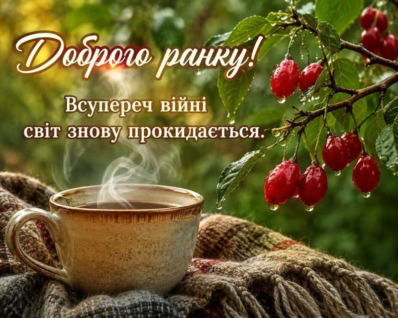 Листівка Доброго ранку та надихаючі слова підтримки для кожного українця.