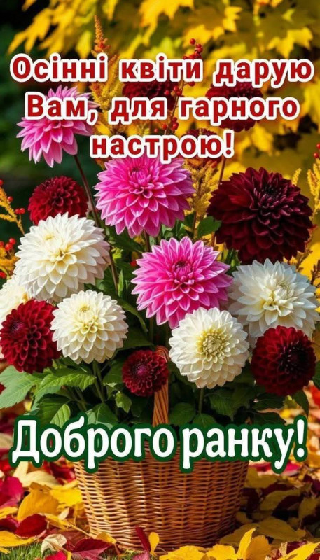 Листівка Доброго ранку з осінніми квітами - гарний настрій