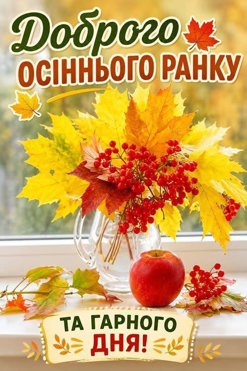 Листівка Доброго осіннього ранку та гарного дня