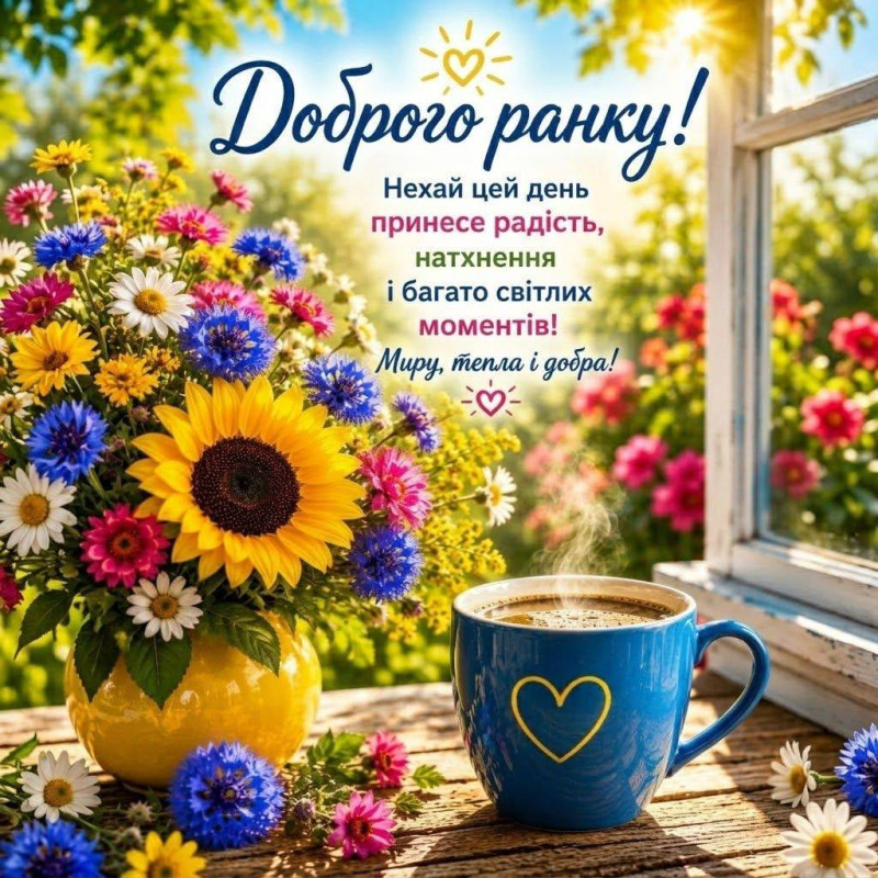 Листівка Доброго ранку! Миру, тепла і добра!