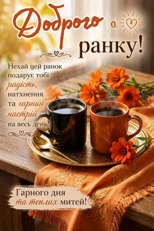 Ранкова листівка та затишне привітання