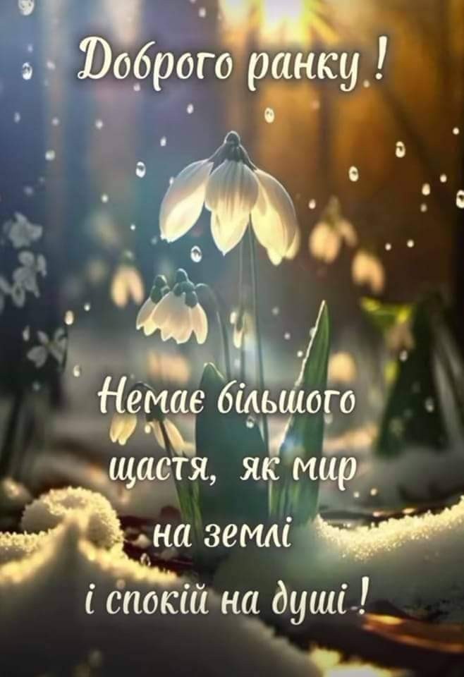 Доброго ранку, немає більшого щастя, як мир на землі і спокій на душі