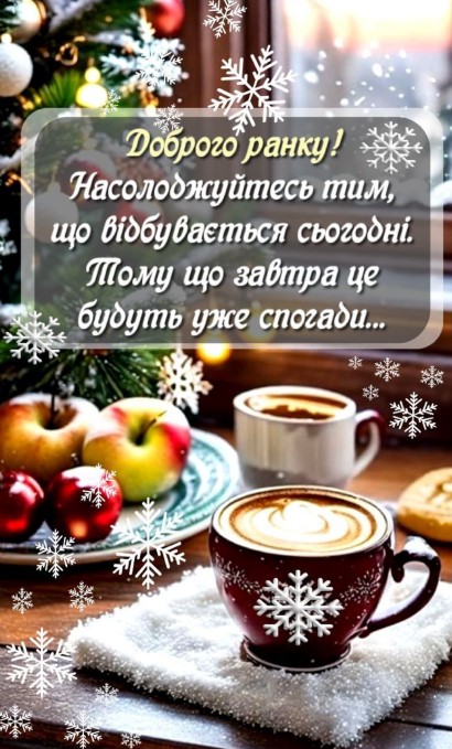  Доброго ранку! Насолоджуйтесь тим, що відбувається сьогодні. Тому що завтра це будуть уже спогади!