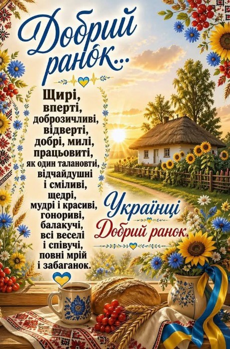 Патріотична листівка Добрий ранок українці