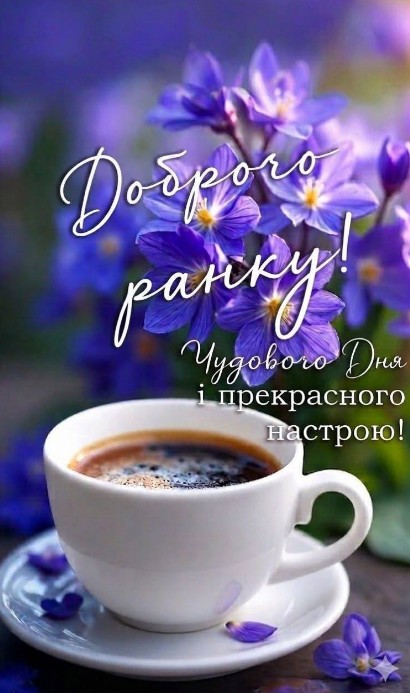 Листівка Доброго ранку: кава та квіти для гарного настрою