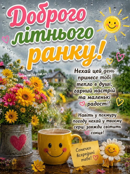 Ранкова літня листівка у похмуру погоду