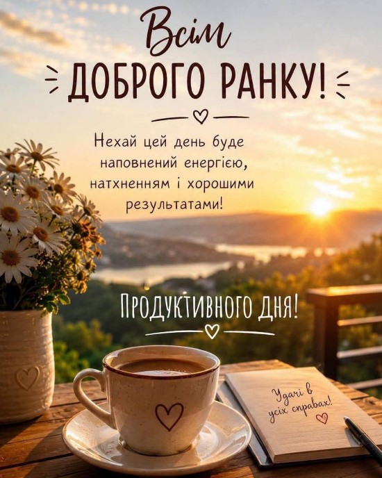 Листівка Доброго ранку, надихаюче побажання 