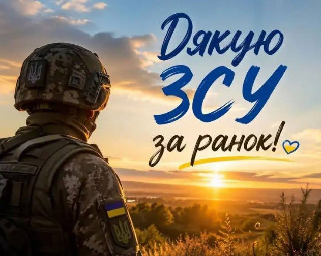 Патріотична листівка Дякую ЗСУ за ранок з українським воїном