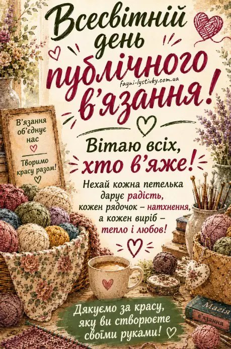 Листівка на Всесвітній день публічного в’язання