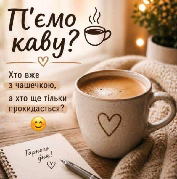 Листівка П'ємо каву? — ранкове привітання та побажання