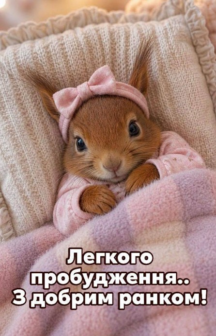 Листівка з побажанням доброго ранку, легкого пробудження!