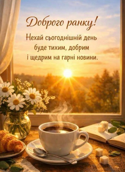 Ранкова листівка з чашкою кави