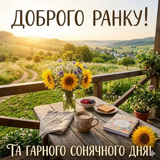 Листівка Доброго ранку та гарного сонячного дня 