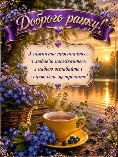 Доброго ранку, ніжне ранкове побажання.