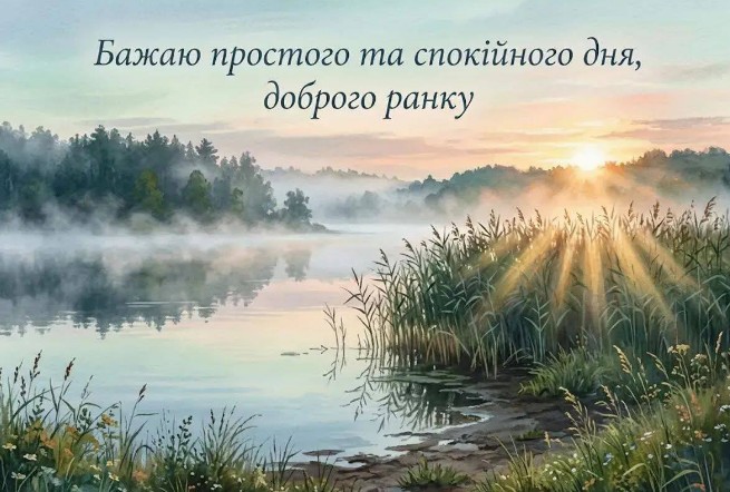Доброго ранку: спокійний пейзаж з озером