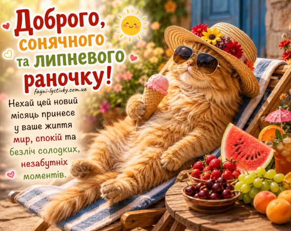 Доброго липневого ранку, літнє привітання.