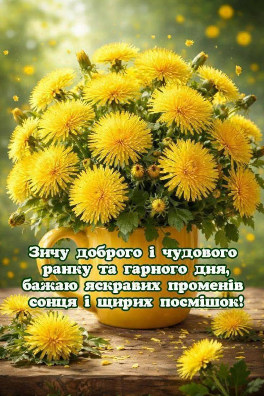 Листівка з добрим ранком, гарного дня!