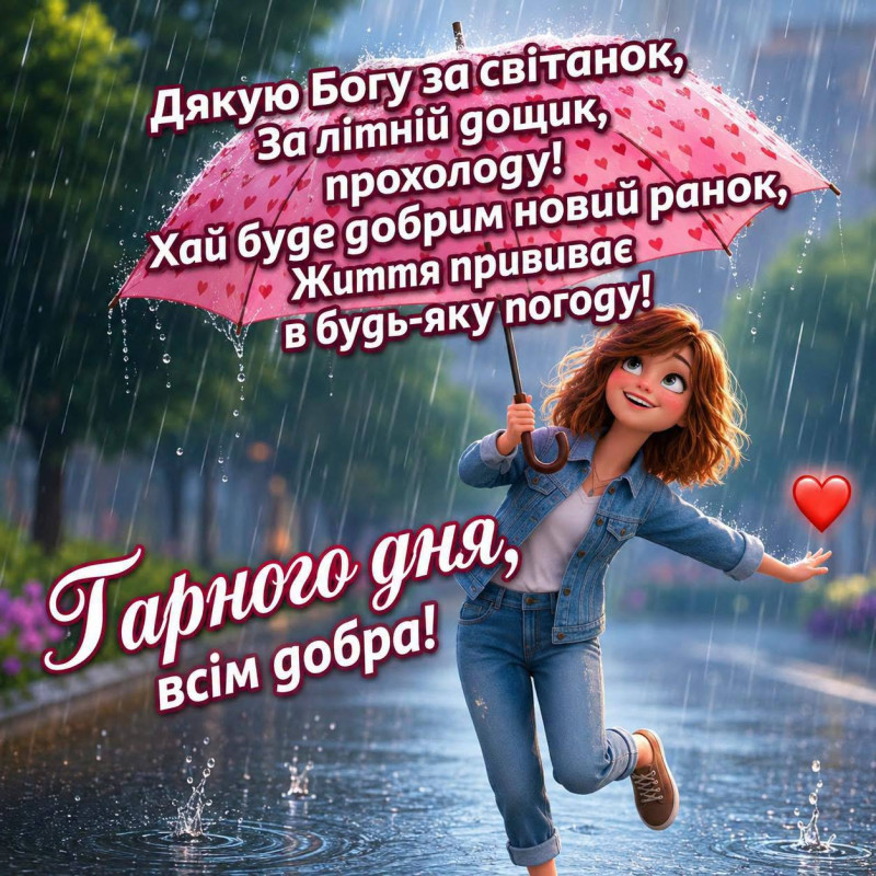 Листівка з побажанням доброго ранку та гарного дня