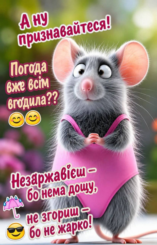 Листівка з мишкою: жарт про погоду та гарний настрій