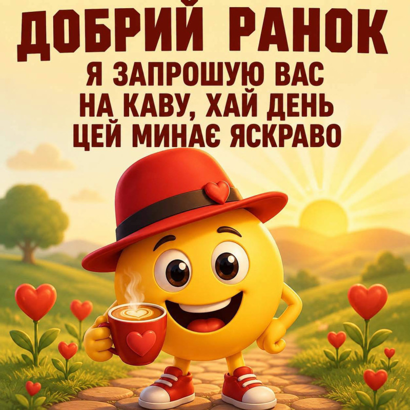 Листівка Доброго ранку: смачна кава та гарний настрій